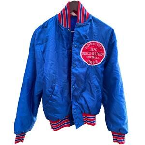 Vintage 1976 Homer City Softball Champs Satin Jacket Medium Large Blue Red